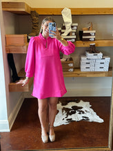 Load image into Gallery viewer, Hot Pink Textured Long Sleeve Dress