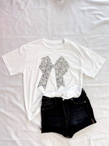 Ivory Puff Lace Bow Graphic Tee