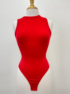 Red Ribbed Bodysuit
