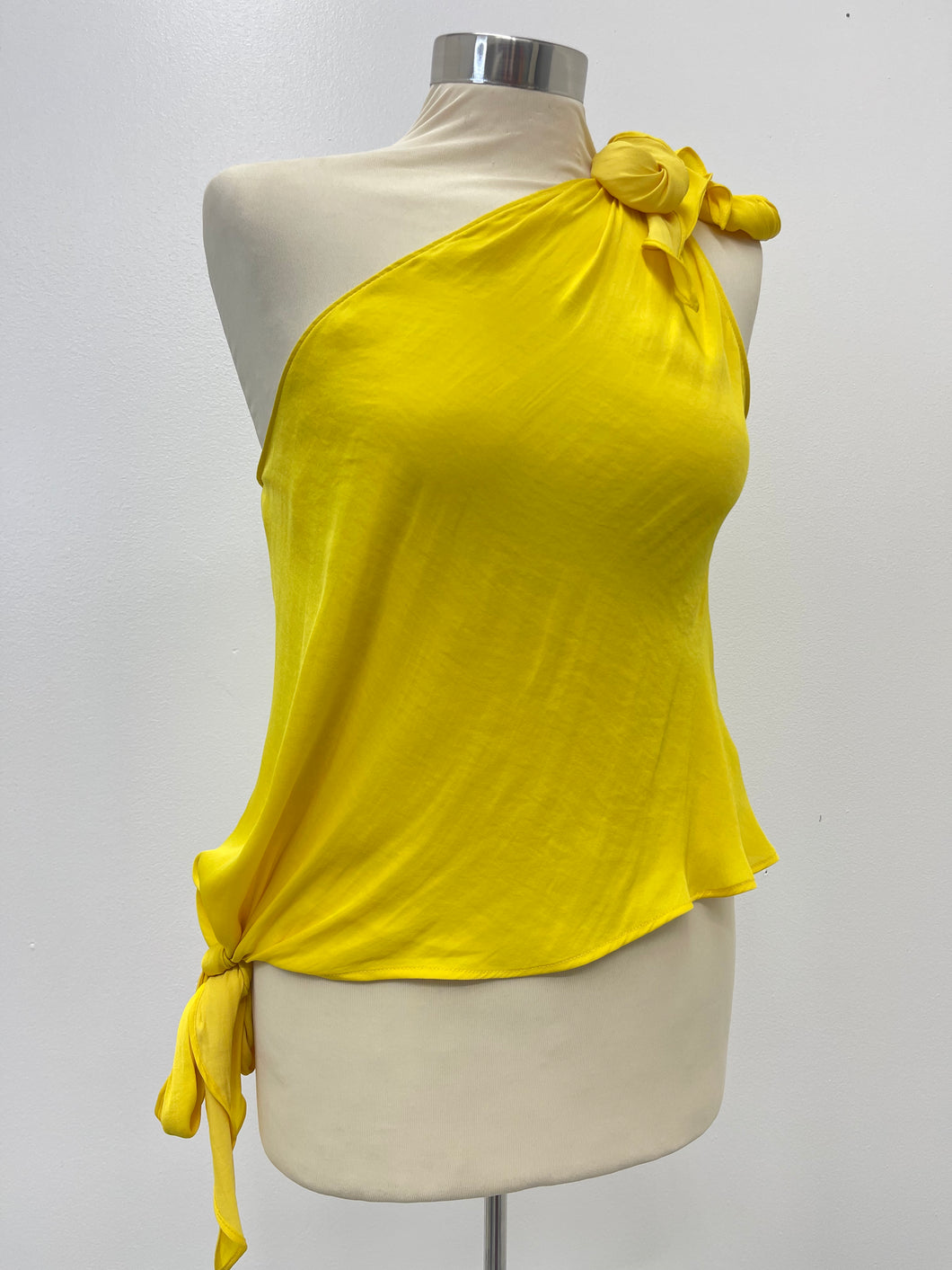 Bright Yellow Dressy One Shoulder Tank