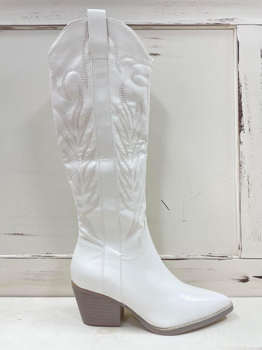 White Tall Cowboy Boots