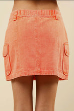 Load image into Gallery viewer, Orange Acid Washed Cargo Skirt