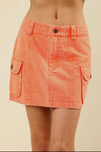 Load image into Gallery viewer, Orange Acid Washed Cargo Skirt