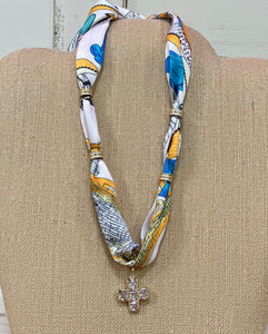 Block Cross Scarf Necklace (Yellow&Blue)