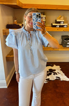 Load image into Gallery viewer, Blue and White Striped Blouse