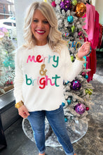 Load image into Gallery viewer, White Merry and Bright Tinsel Sweater