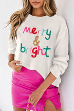 Load image into Gallery viewer, White Merry and Bright Tinsel Sweater