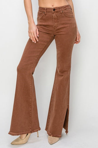 Caramel Side Slit Flares