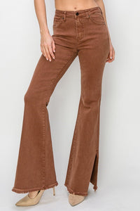 Caramel Side Slit Flares