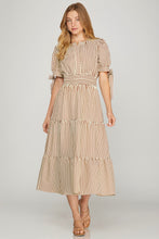 Load image into Gallery viewer, Mocha Striped Midi Dress
