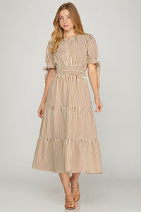 Mocha Striped Midi Dress