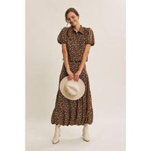 Load image into Gallery viewer, Brown Floral Bubble Midi Skirt