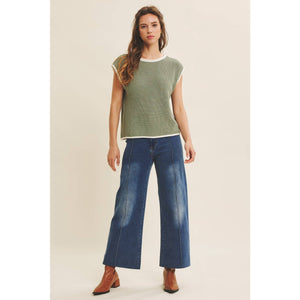 Wide Leg Pintuck Jeans