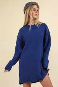 Chunky Round Neck Oversized Sweater Mini Dress