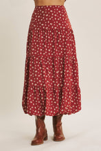 Load image into Gallery viewer, Brown Floral Bubble Midi Skirt