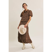 Load image into Gallery viewer, Brown Floral Bubble Midi Skirt