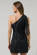 Load image into Gallery viewer, Black Textured One Shoulder Mini Dress