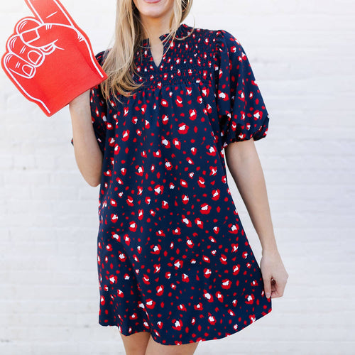 Navy and Red Animal Print Dress