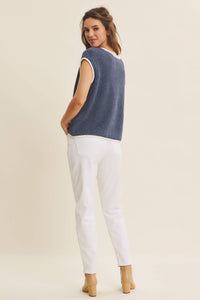 Navy Contrast Sweater Vest