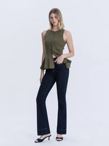 VERVET HIGH RISE PINTUCK TROUSER  BOOTCUT JEANS