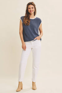 Navy Contrast Sweater Vest