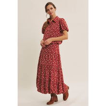Load image into Gallery viewer, Brown Floral Bubble Midi Skirt