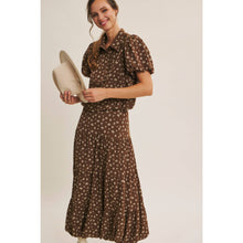Load image into Gallery viewer, Brown Floral Bubble Midi Skirt