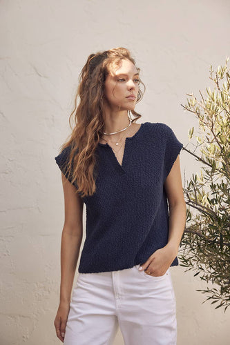 Navy Lightweight Patch Sweater