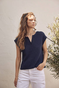 Navy Lightweight Patch Sweater