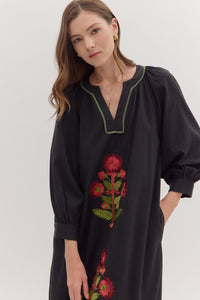 Black Embroidered Maxi Dress