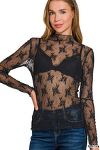 Load image into Gallery viewer, Mesh Lace Long-sleeve Top (Multiple Colors)