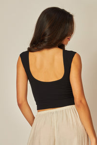 Black Scoop Back Top