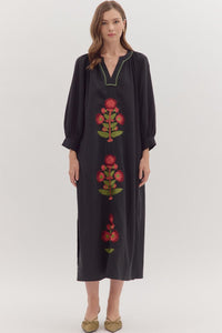Black Embroidered Maxi Dress
