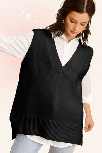 Black V-Neck Sweater Vest