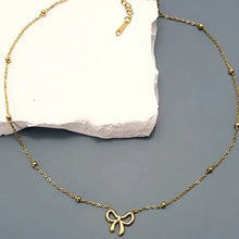 Load image into Gallery viewer, Gold Bow Pendant Necklace