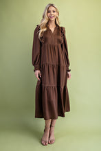 Load image into Gallery viewer, Brown Tiered Maxi Dress