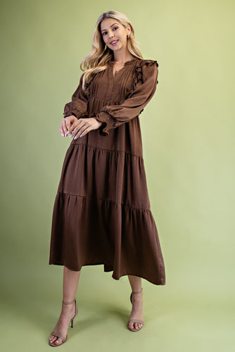 Brown Tiered Maxi Dress