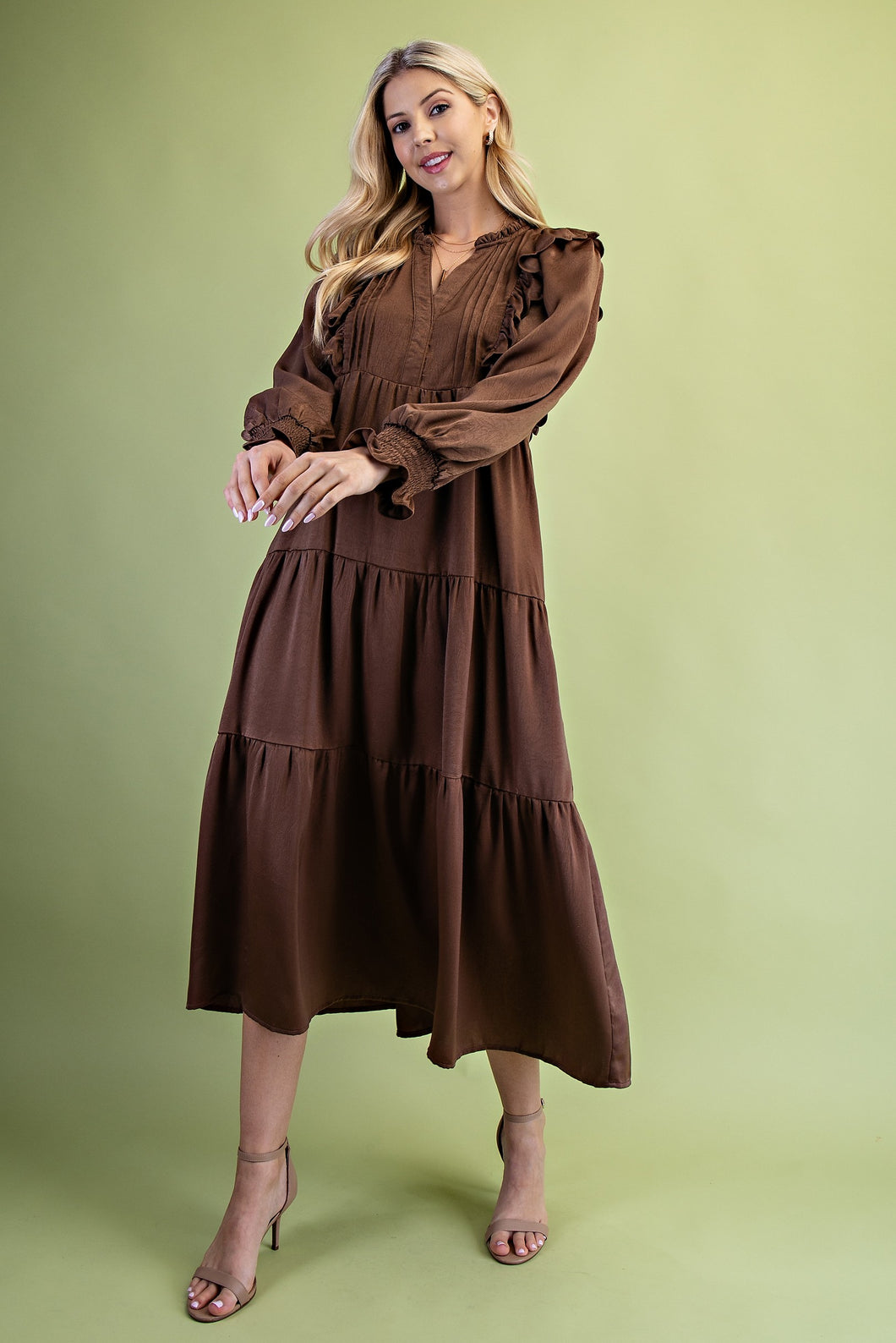 Brown Tiered Maxi Dress