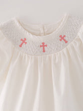 Load image into Gallery viewer, White Smocked Embroidered Dress