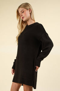 Chunky Round Neck Oversized Sweater Mini Dress