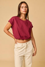 Load image into Gallery viewer, Wine Bubble Hem Top