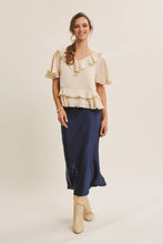 Load image into Gallery viewer, Navy Satin Maxi Skirt