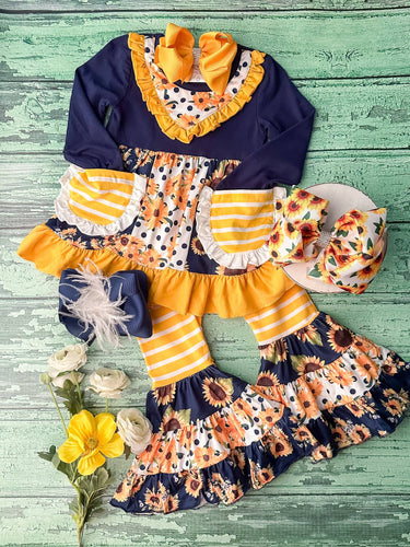 Field of Sunflowers Fall Bell Bottoms Set