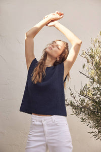 Navy Lightweight Patch Sweater