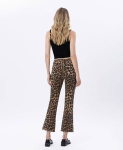LOVERVET HIGH RISE LEOPARD KICK FLARE JEANS