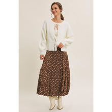 Load image into Gallery viewer, Brown Floral Bubble Midi Skirt