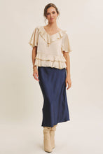 Load image into Gallery viewer, Navy Satin Maxi Skirt