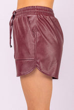 Load image into Gallery viewer, Maroon Faux Leather Shorts