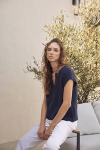 Navy Lightweight Patch Sweater