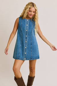 BUTTON DOWN DENIM MINI DRESS